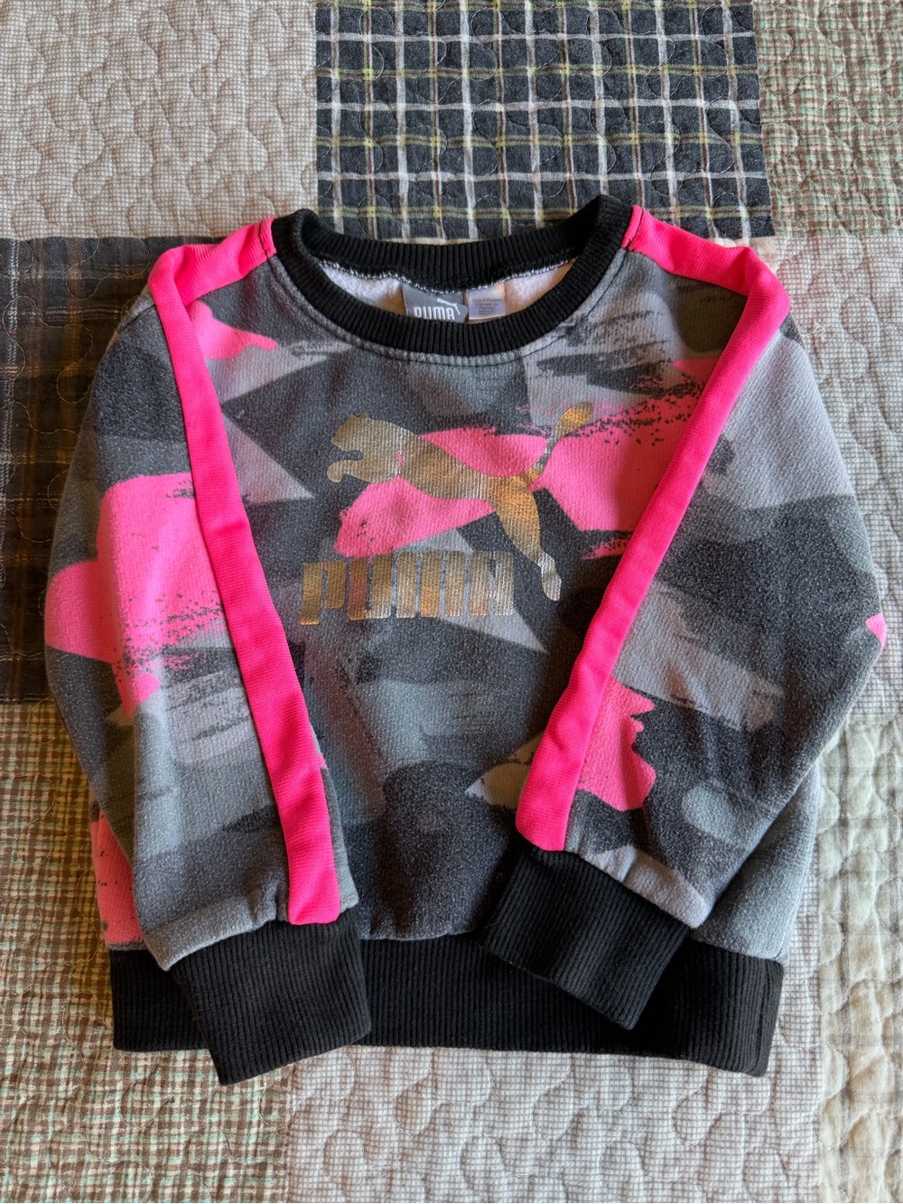 Puma Gray Sweatshirt with Pink Trim and Logo